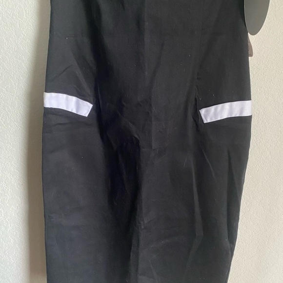 Collectif Retro Sailor Halter Rockabilly Straight Pencil Pin Up Black Dress 10 - Picture 9 of 16